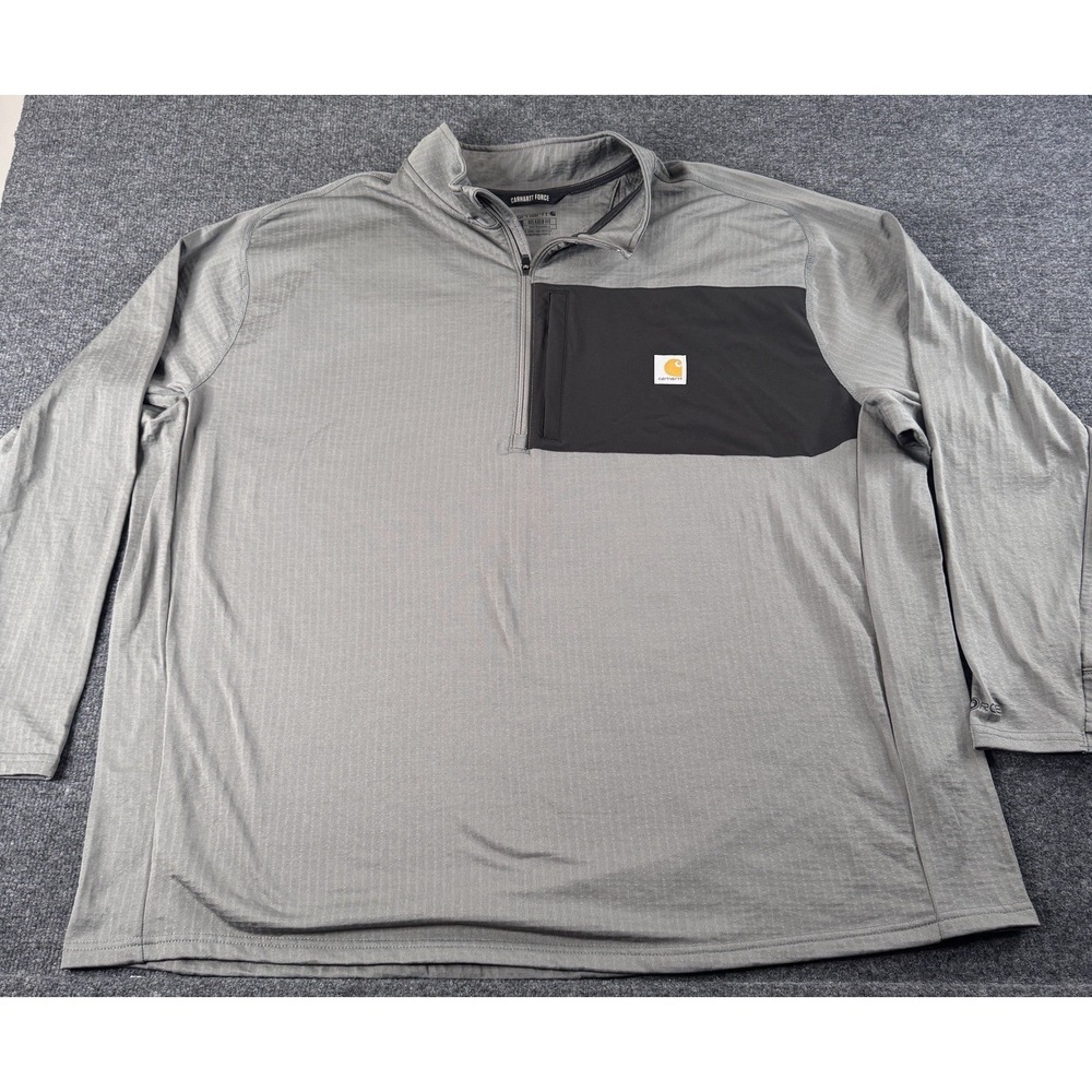 Carhartt Force® Relaxed Fit Mock Neck 1/4 Zip - Men's 4XL Steel Gray EUC